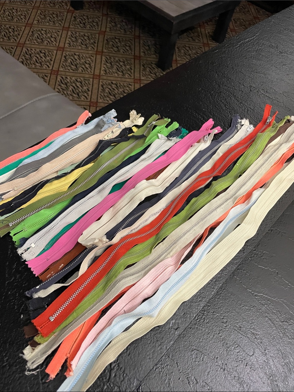 Lot of 31 Assorted length vintage zippers. 8in - 22in.